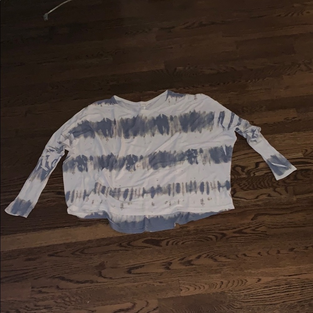 flowy blue and white striped shirt